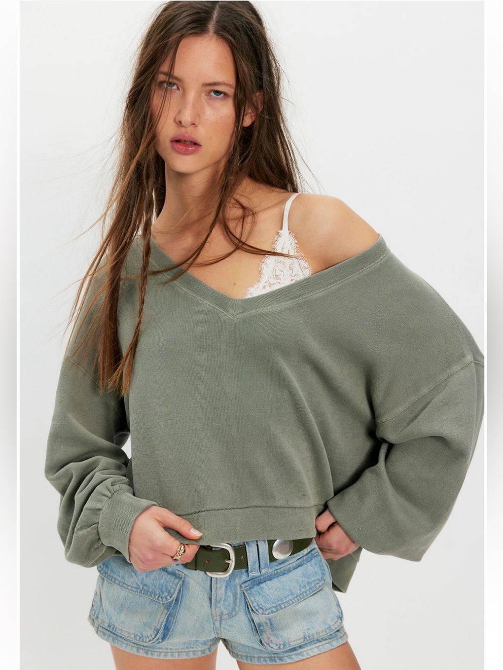 Free People We The Free Comfort Zone V Neck Pullover NWT M